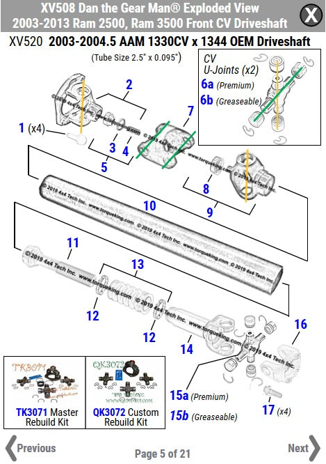 New Driveshaft Exploded View for Dodge RAM!