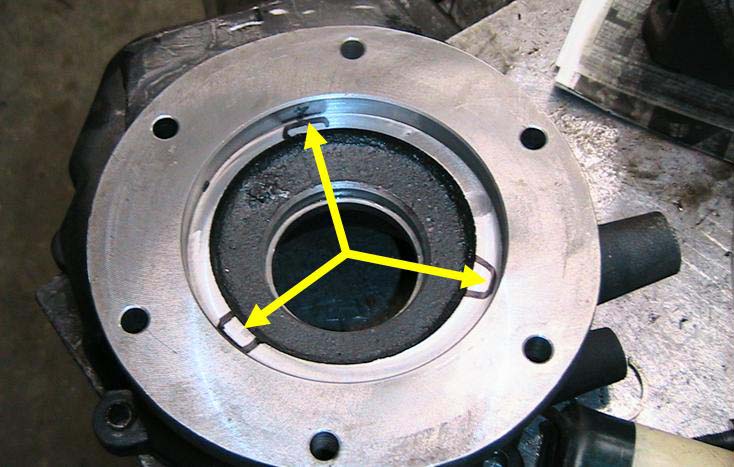 NV4500 cast iron tailshaft housing with machining defect marks