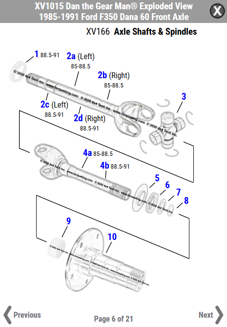 New Exploded View for 1985-1991 Ford F350 Dana 60 Front Axles!