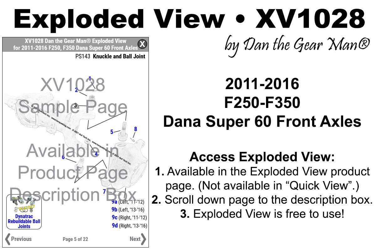 NEW! Interactive Front Axle Exploded Views for 2005-2016 Ford F250, F350, F450, F550 Super Duty 4x4s