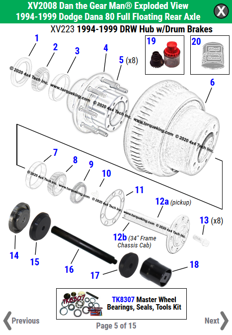 New Exploded View for 1994-1999 Dodge Ram 2500 and Ram 3500 Rear Axles!