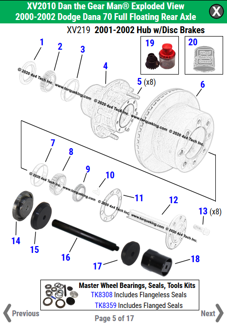 TWO New 2000-2002 Dodge Rear Axle Exploded Views!
