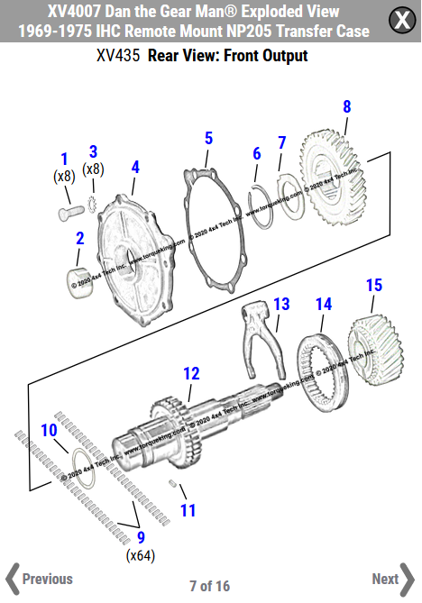 New Exploded View for 1969-1975 International NP205 Transfer Cases