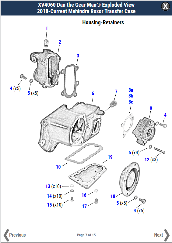 New Exploded View for 2018-Current Mahindra Roxor Transfer Cases!