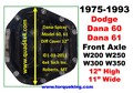 1975-1993 Dodge Dana 60 Front Axle