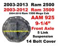 2003-2013 Ram AAM 925 Front Axle Identification