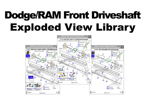 Dodge & Ram Front Driveshaft Exploded Views