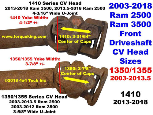 Dodge or Ram Front Driveshaft ID