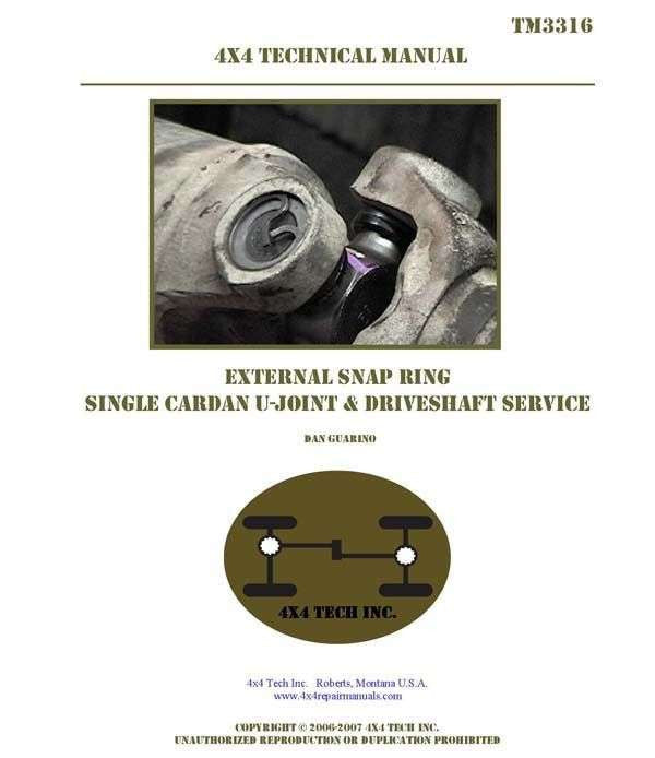 TM3316 External SR Single Cardan U-Joint and Driveshaft Service Manual Torque King 4x4