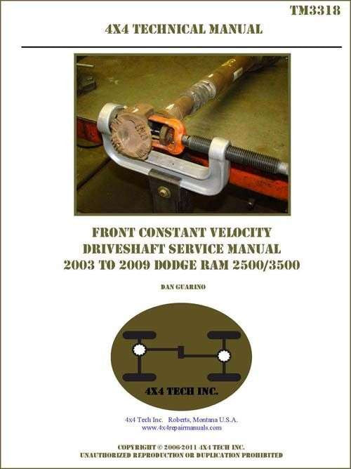 TM3318 2003-2009 Ram Front Constant Velocity Driveshaft Service Manual Torque King 4x4