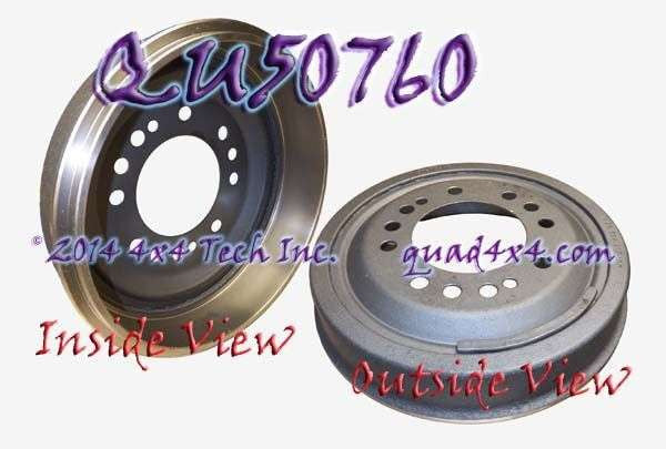 QU50760 12-1/8" 4x4 Front Brake Drum for Vintage Ford F250, GM K20 Torque King 4x4