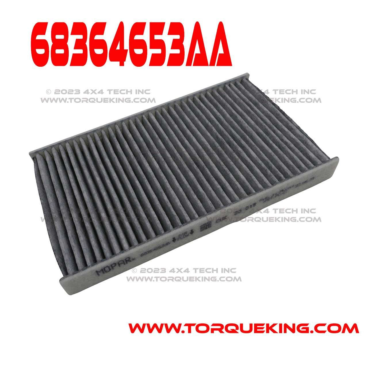 68364653AA Mopar 1 Segment of 2 Piece Premium Cabin Air Filter for 2018-up Jeep Torque King 4x4