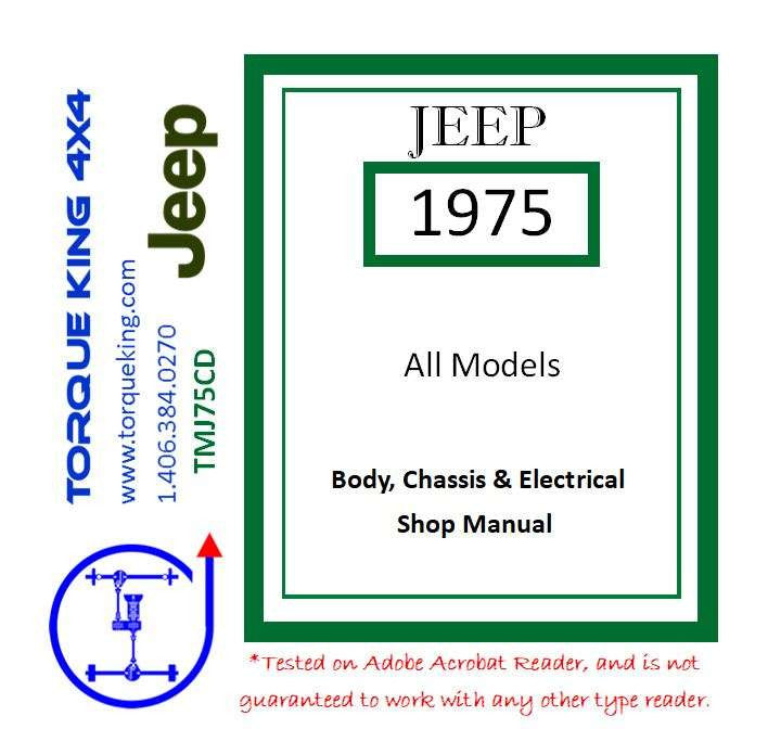 TMJ75CD 1975 Jeep All Models Factory Service Manual on CD Torque King 4x4