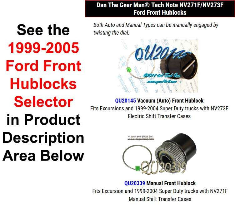 QU20145/QU20339 Ford 1999-2005 Front Hublocks Selector Torque King 4x4