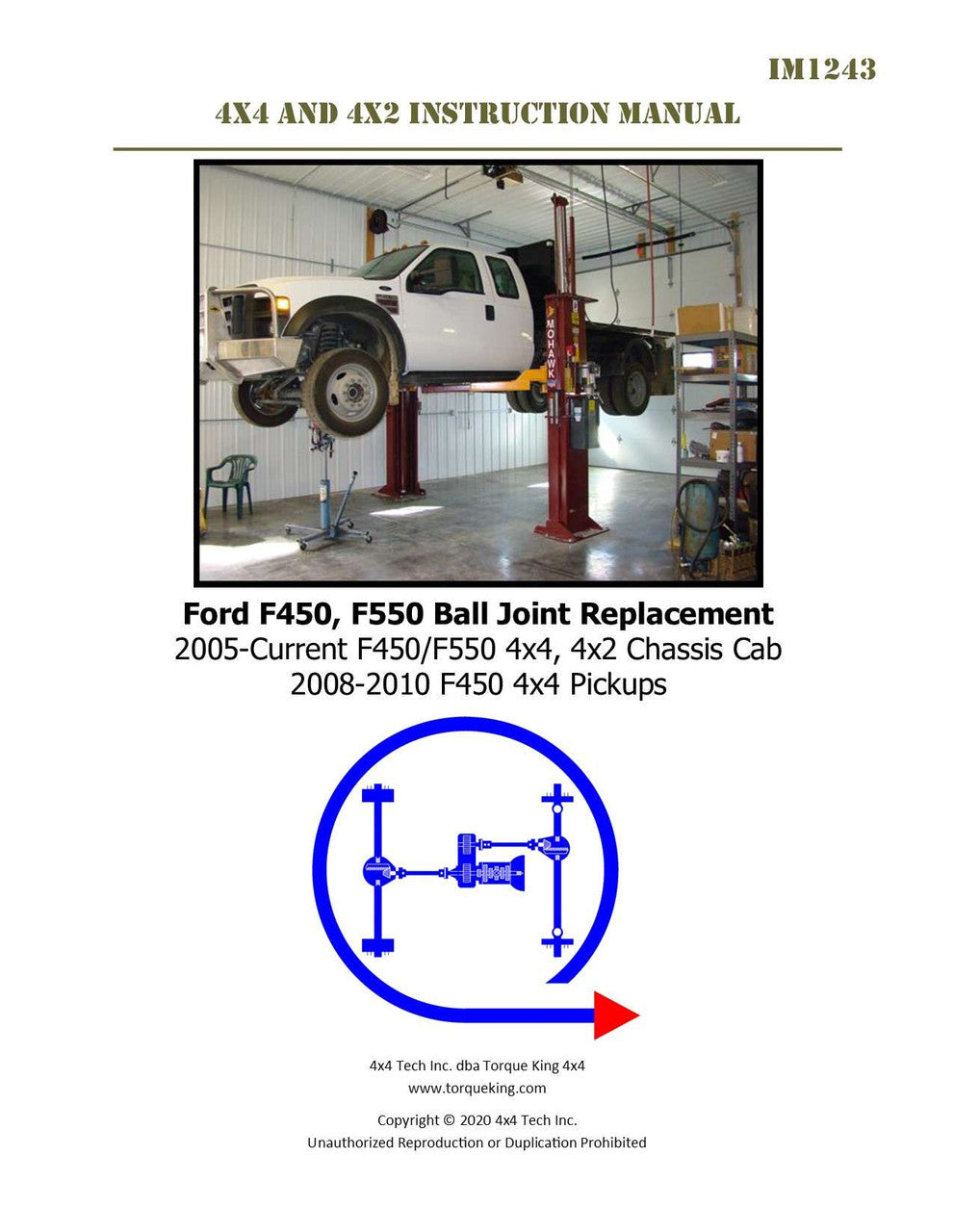 IM1243 2005-Current Ford F450, F550 Ball Joint Replacement Printed Instructions Torque King 4x4