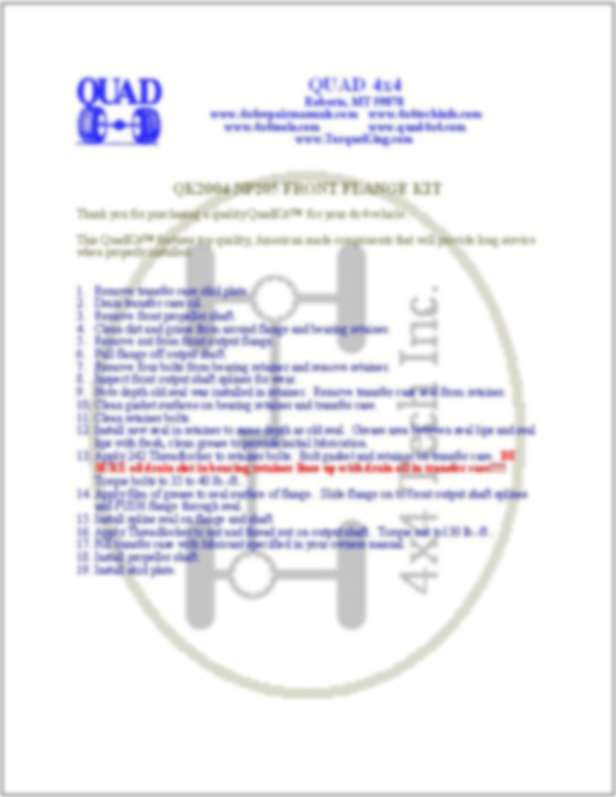 QK2004 Instructions Torque King 4x4