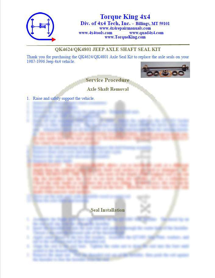 QK4624/QK4801 Instructions Torque King 4x4