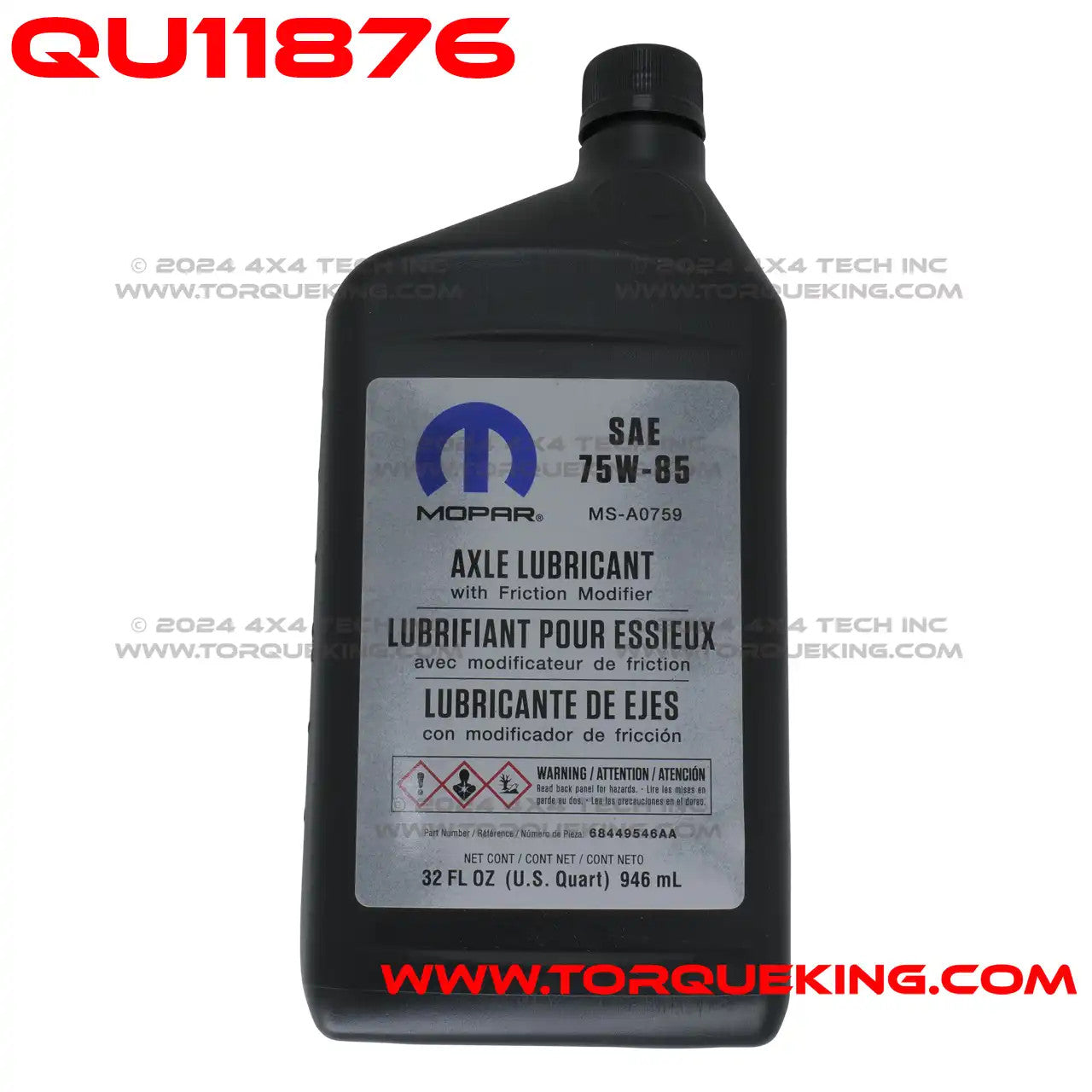 QU11876 Mopar 68449546AA 75w85 Rear Axle Lubricant
