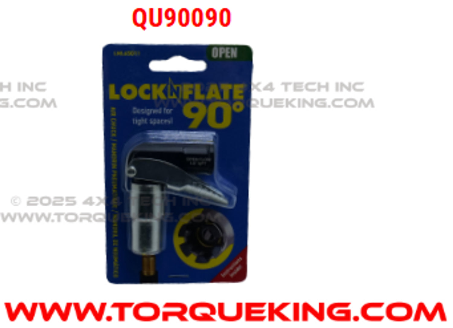 QU90090 LockNFlate Locking Air Chuck Open Flow, 90 Degree