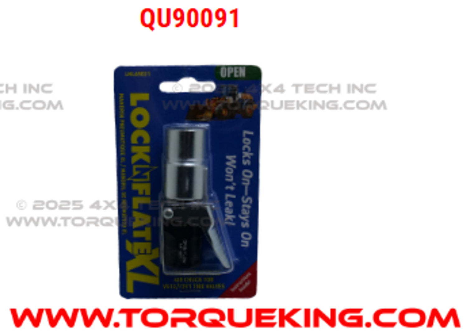 QU90091 LockNFlate XL Air Chuck for Large Bore Tire Valves, Open Flow