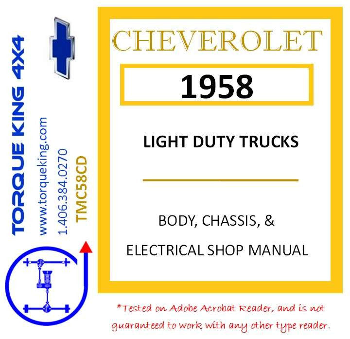 TMC58CD 1958-1959 Chevy and GMC Truck Factory Service Manual on CD Torque King 4x4