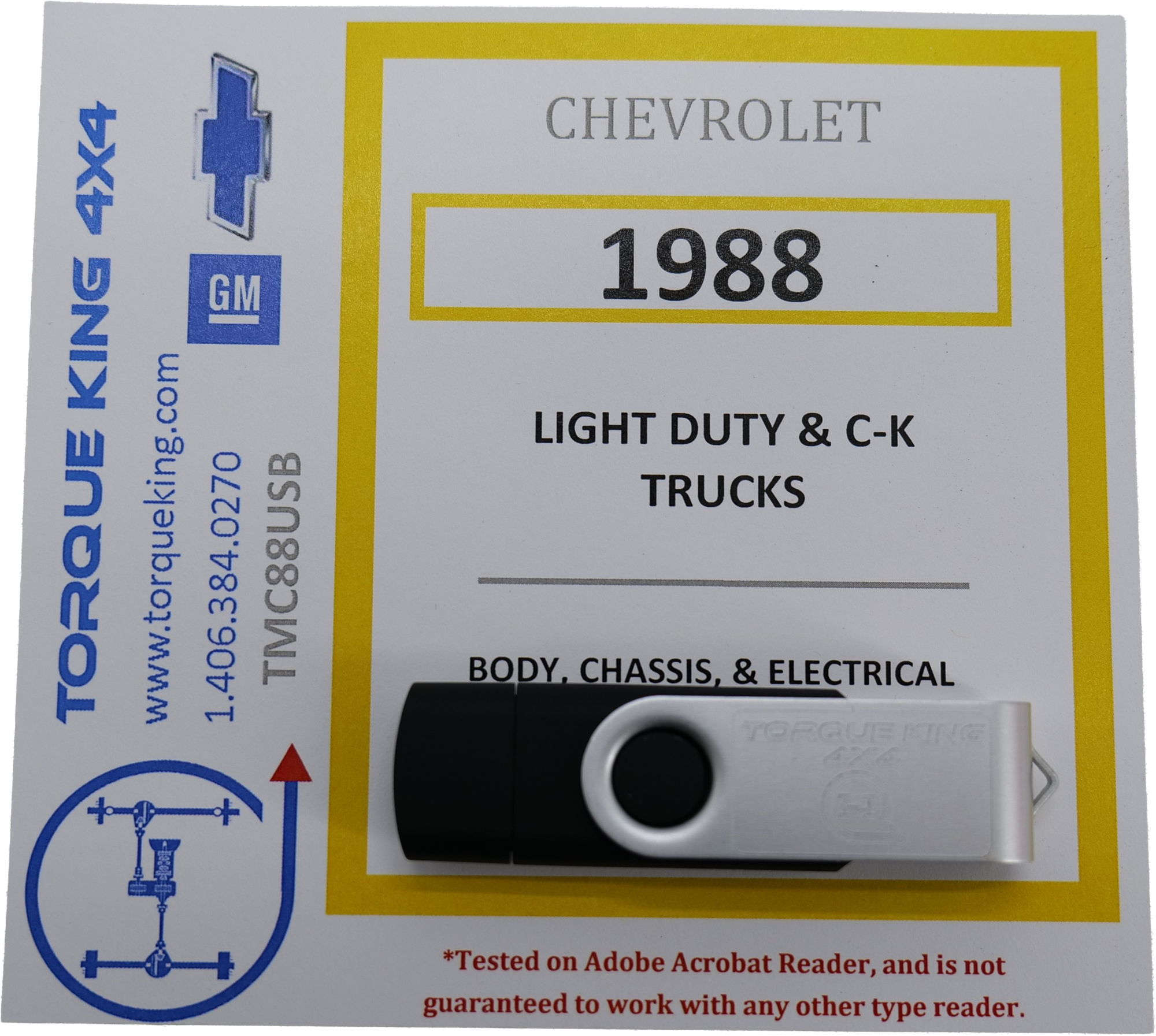 TMC88USB 1988 Chevy/GM Pickup Truck Shop Manual USB Torque King 4x4