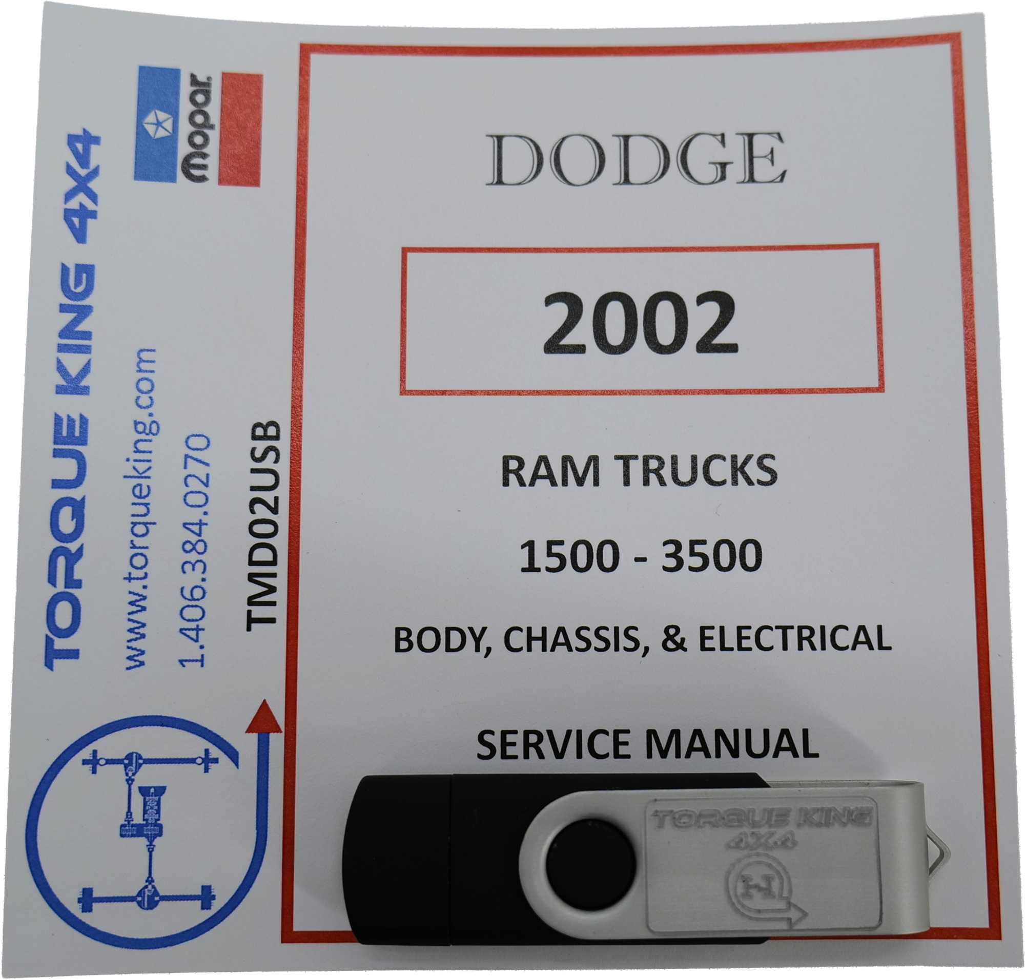 TMD02USB 2002 Dodge Factory Service Manuals on USB for Ram 2500, 3500 Torque King 4x4