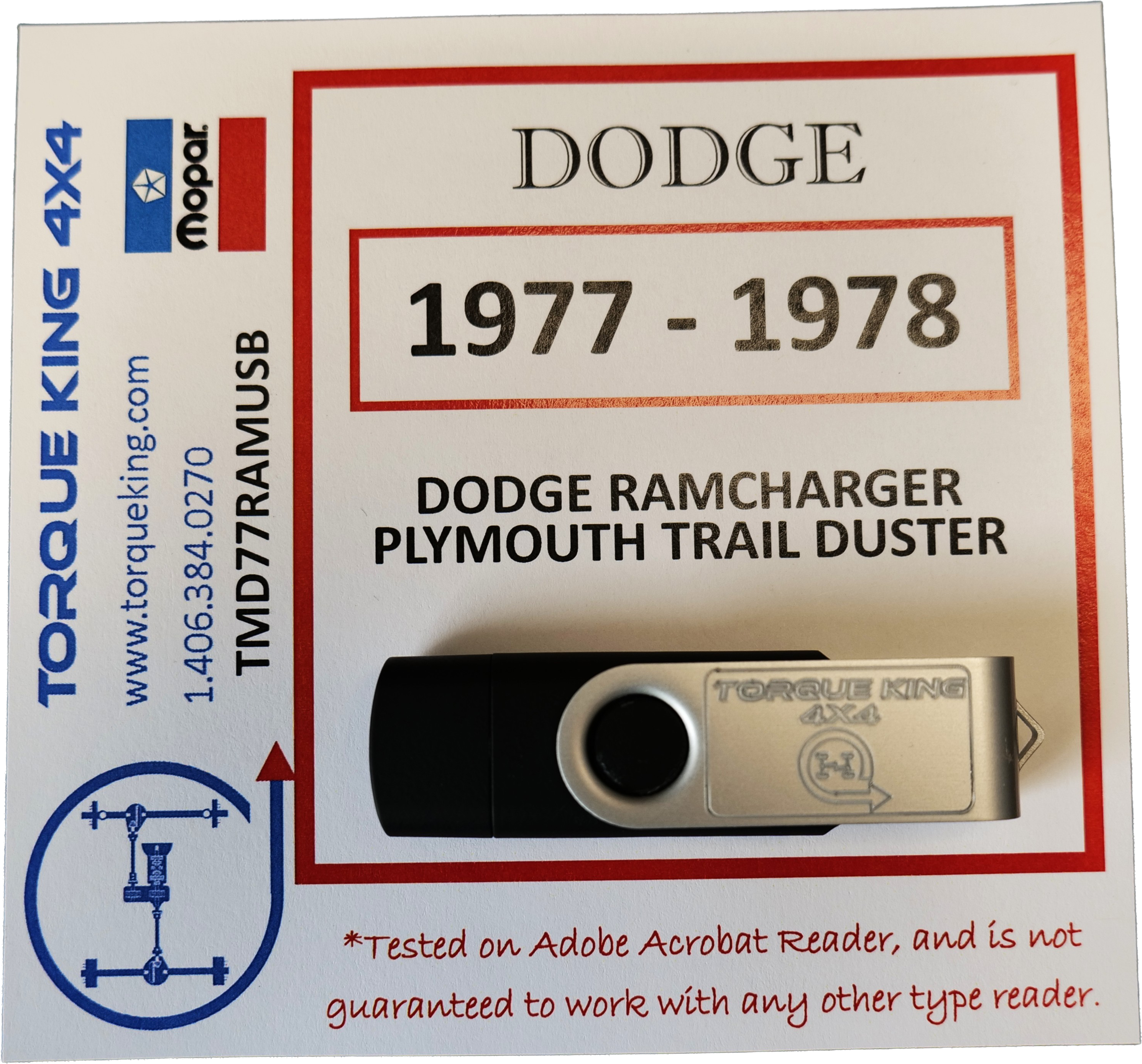 TMD77RAMUSB 1977-1978 Dodge Ramcharger & Trailduster Factory Service Manuals on USB