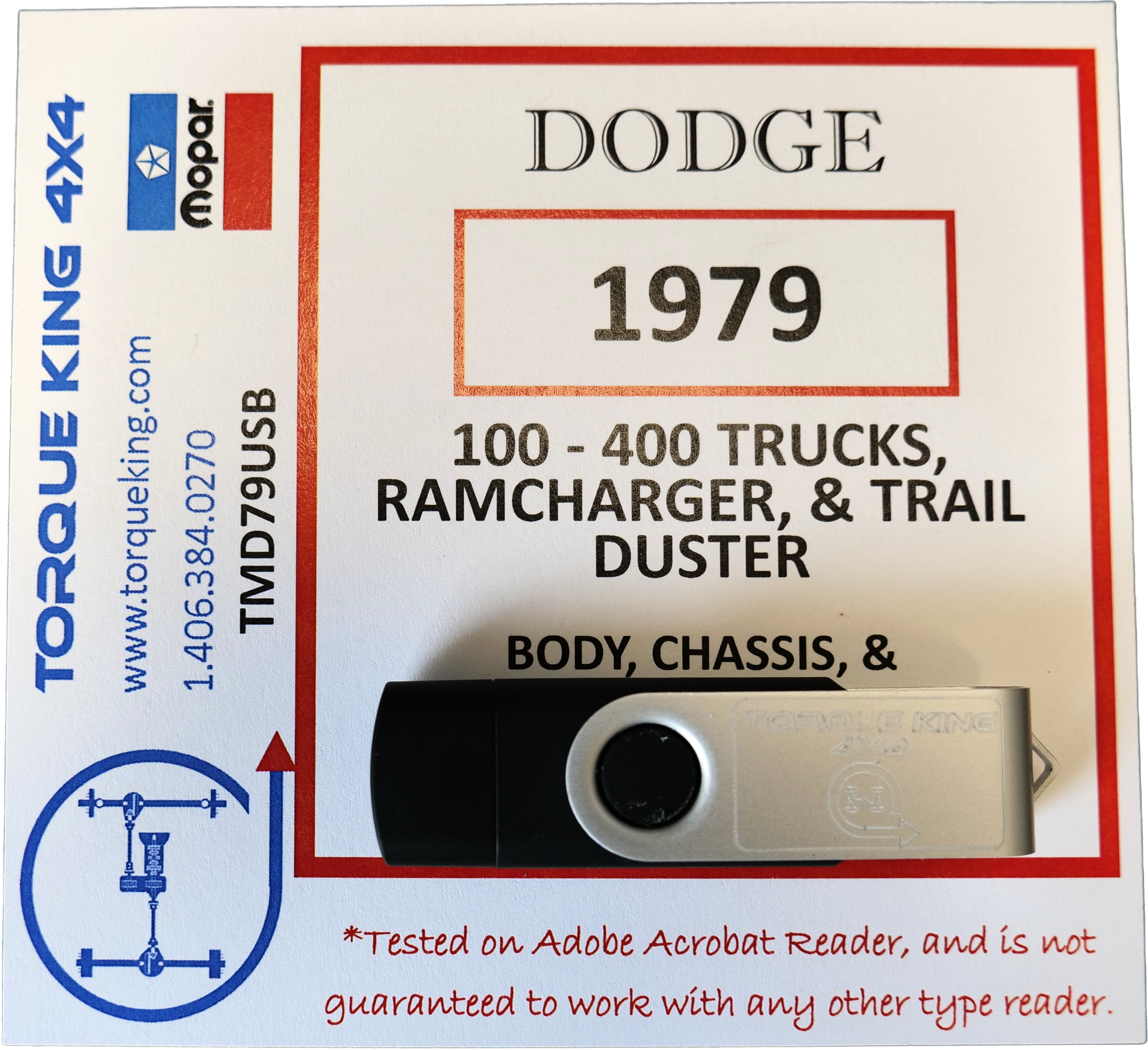 TMD79USB 1979 Dodge Light Truck and Ramcharger Shop Manual on USB