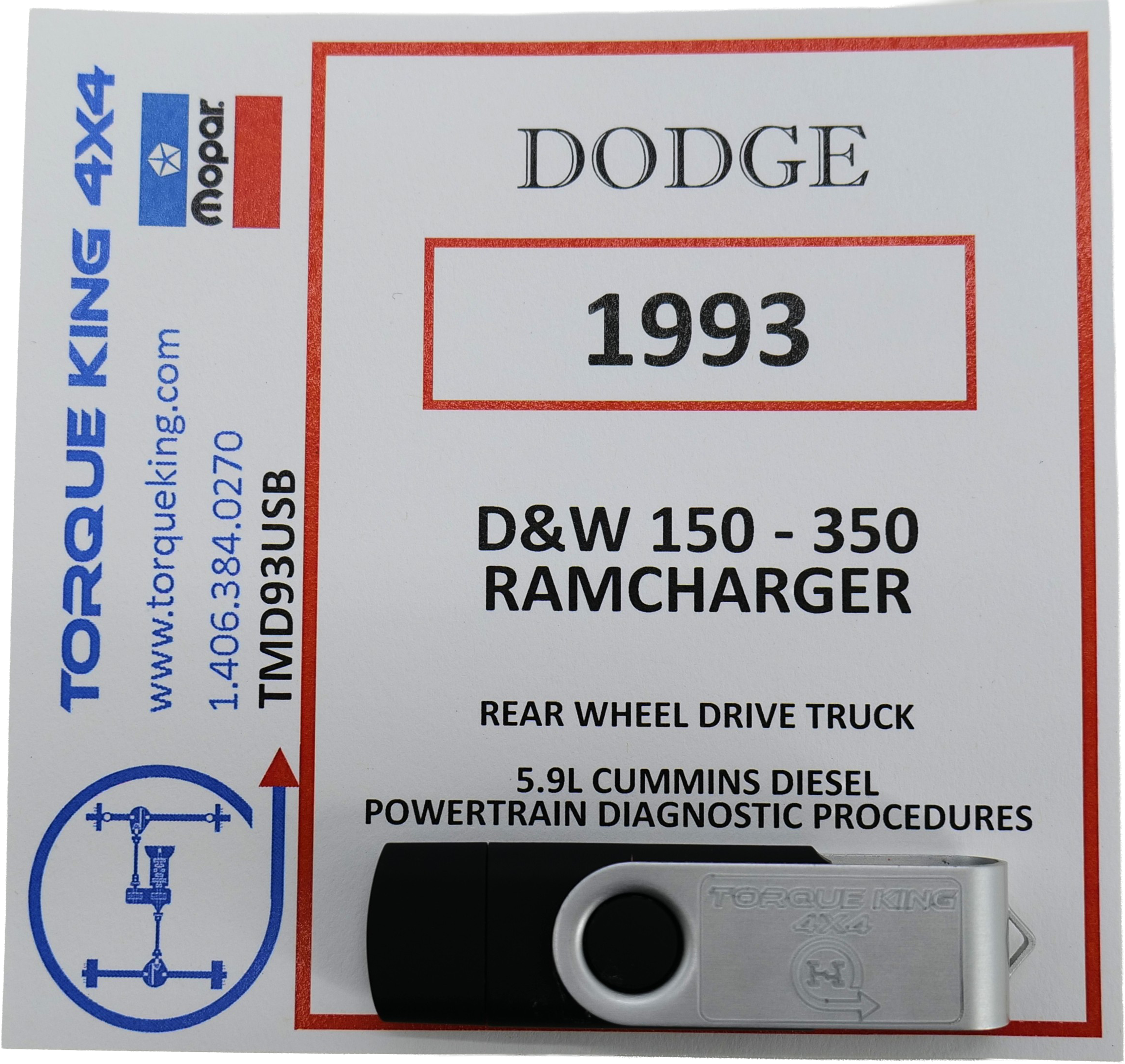 TMD93USB 1993 Complete Dodge Factory Service Manuals on USB