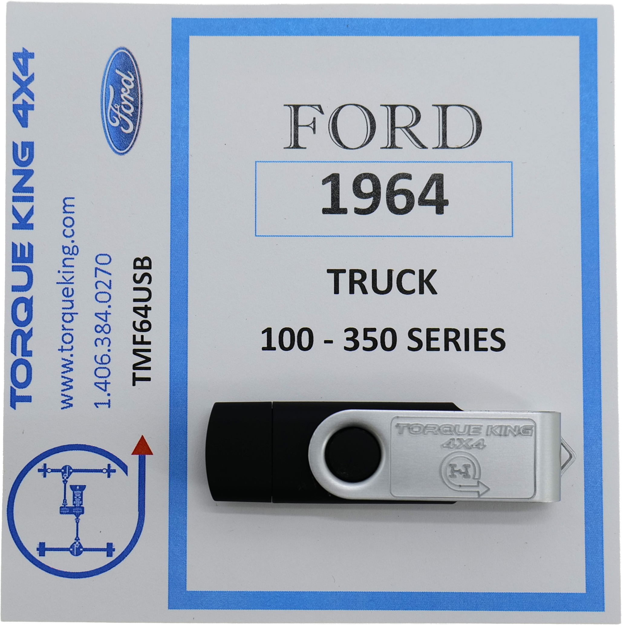 TMF64USB 1964 Ford Factory Shop Manual on USB for F100-F350