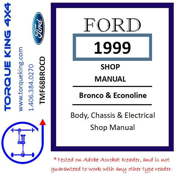 TMF68BROCD 1968-1969 Ford Factory Shop Manual on CD for Bronco, Econoline Torque King 4x4