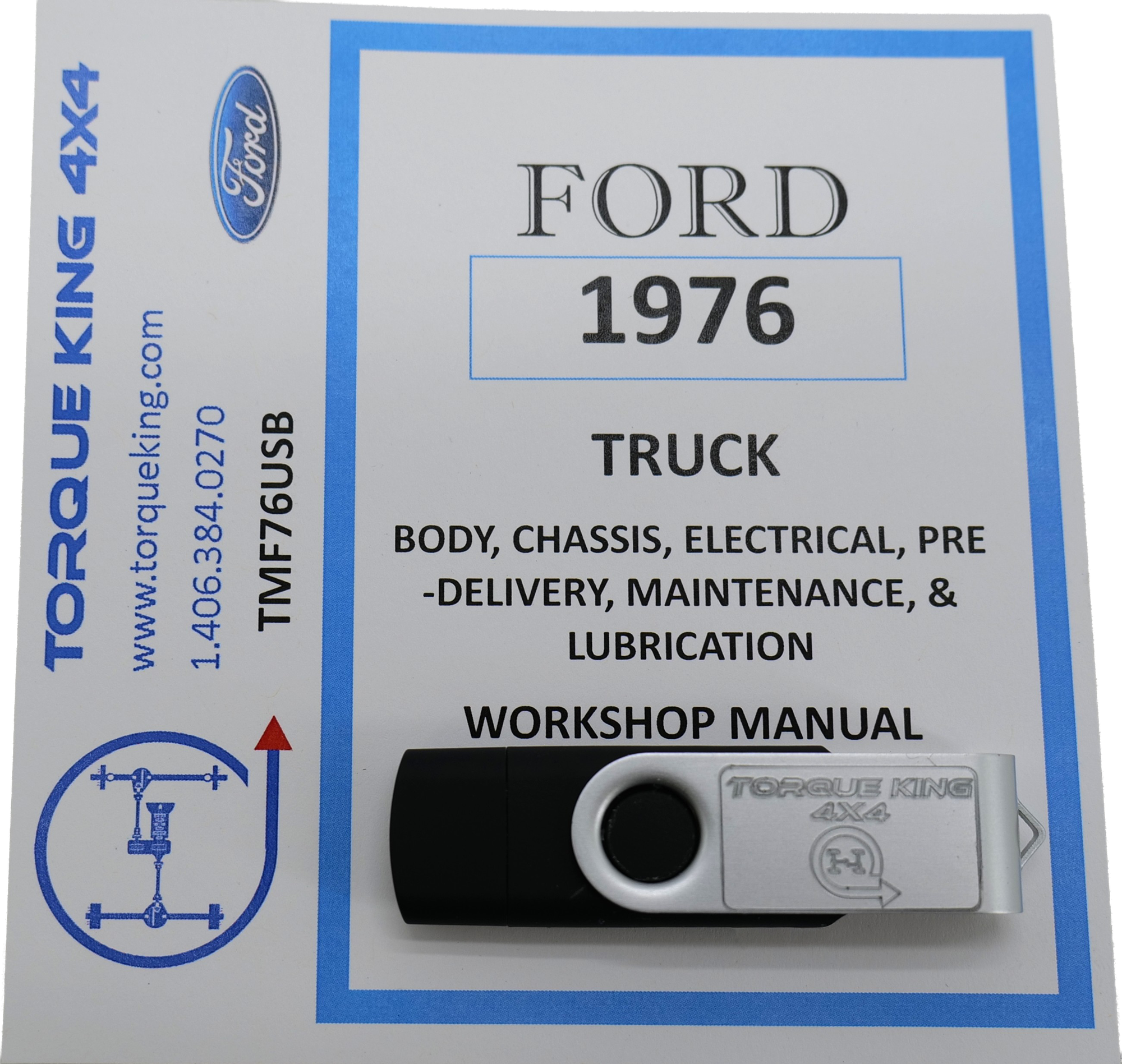 TMF76USB 1976 Ford Factory Shop Manual on USB for Truck Torque King 4x4