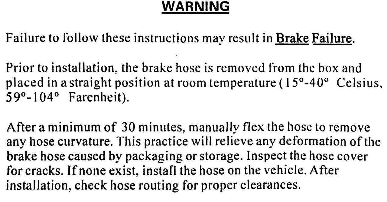 QU20893 Left Front Brake Hose for 1995, 1996, 1997 Ford F250, F350 4x4 Torque King 4x4