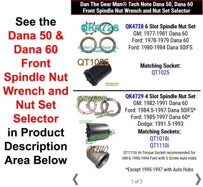 Dana 50 / Dana 60 Front Axle Spindle Nut & Spindle Nut Wrench Selector Torque King 4x4