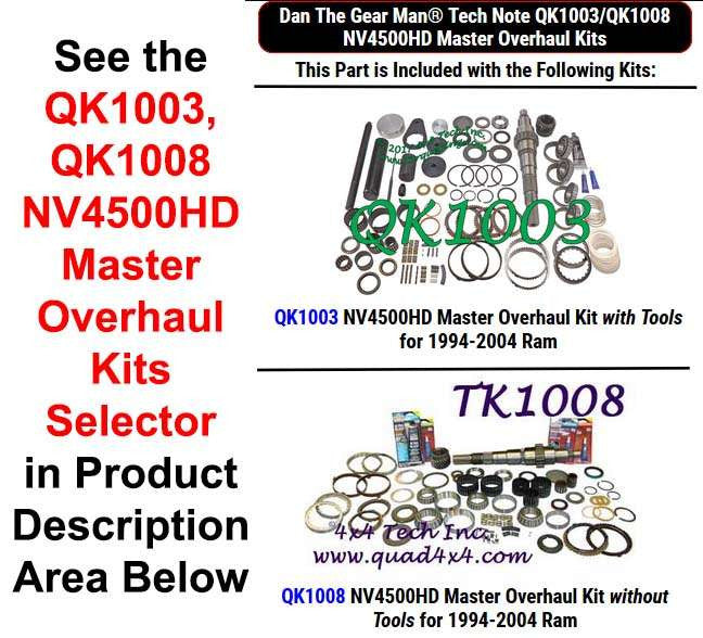 QK1003, QK1008 Dodge NV4500HD Master Overhaul Kits Selector Torque King 4x4