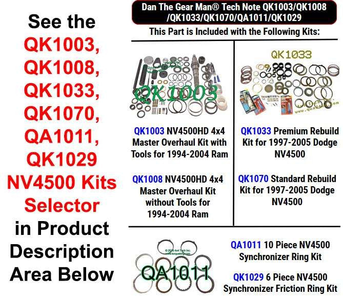 QK1003 QK1008 QK1033 QK1070 QA1011 QK1029 NV4500 Kits Selector Torque King 4x4