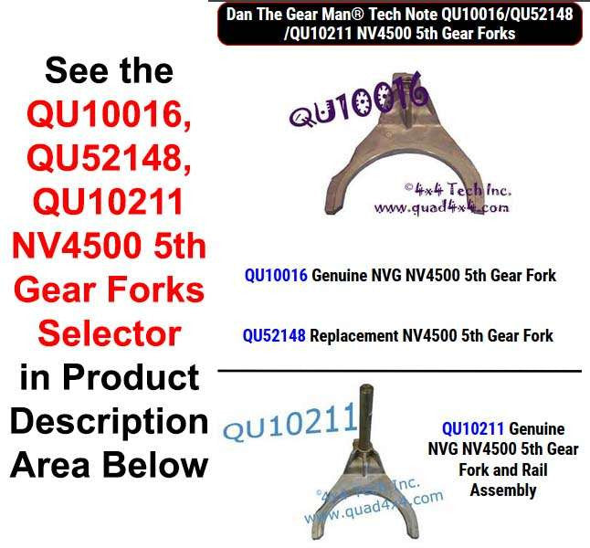 QU10016, QU52148, QU10211 NV4500 5th Gear Forks Selector Torque King 4x4