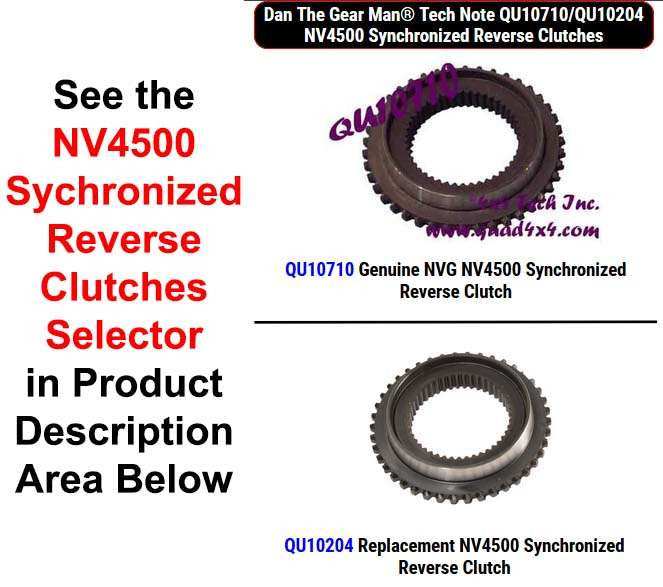 QU10710, QU10204 NV4500 Synchronized Reverse Clutches Selector Torque King 4x4