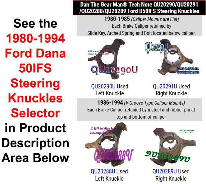 QU20290 QU20291 QU20288 QU20289 1980-1994 Ford Dana 50IFS Steering Knuckles Torque King 4x4