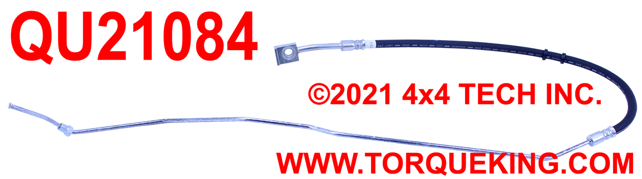 QU21084 Right Front Brake Hose for 1976-1977 Ford F100, F150 4x4 Torque King 4x4