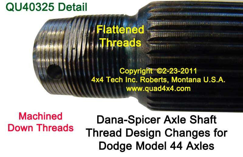 QU40325 Outer Axle Shaft for Dodge Ram 1500 and Dodge Ram 2500 Torque King 4x4