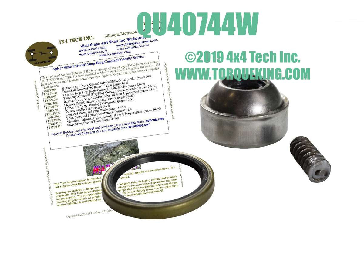 QU40744W CV Ball Replacement Kit with TSB3503 Tech Service Bulletin Torque King 4x4