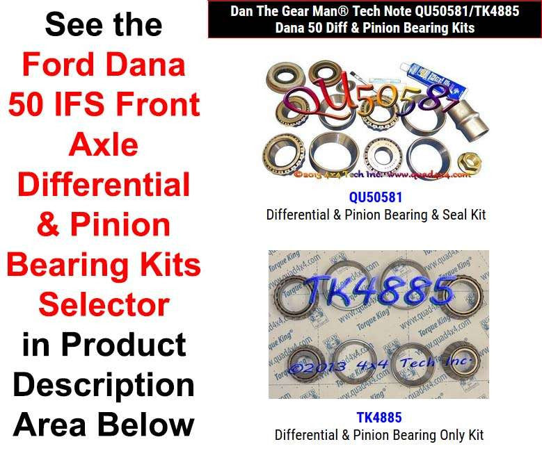 QU50581/TK4885 Dana 50 Differential & Pinion Bearing Kits Selector Torque King 4x4