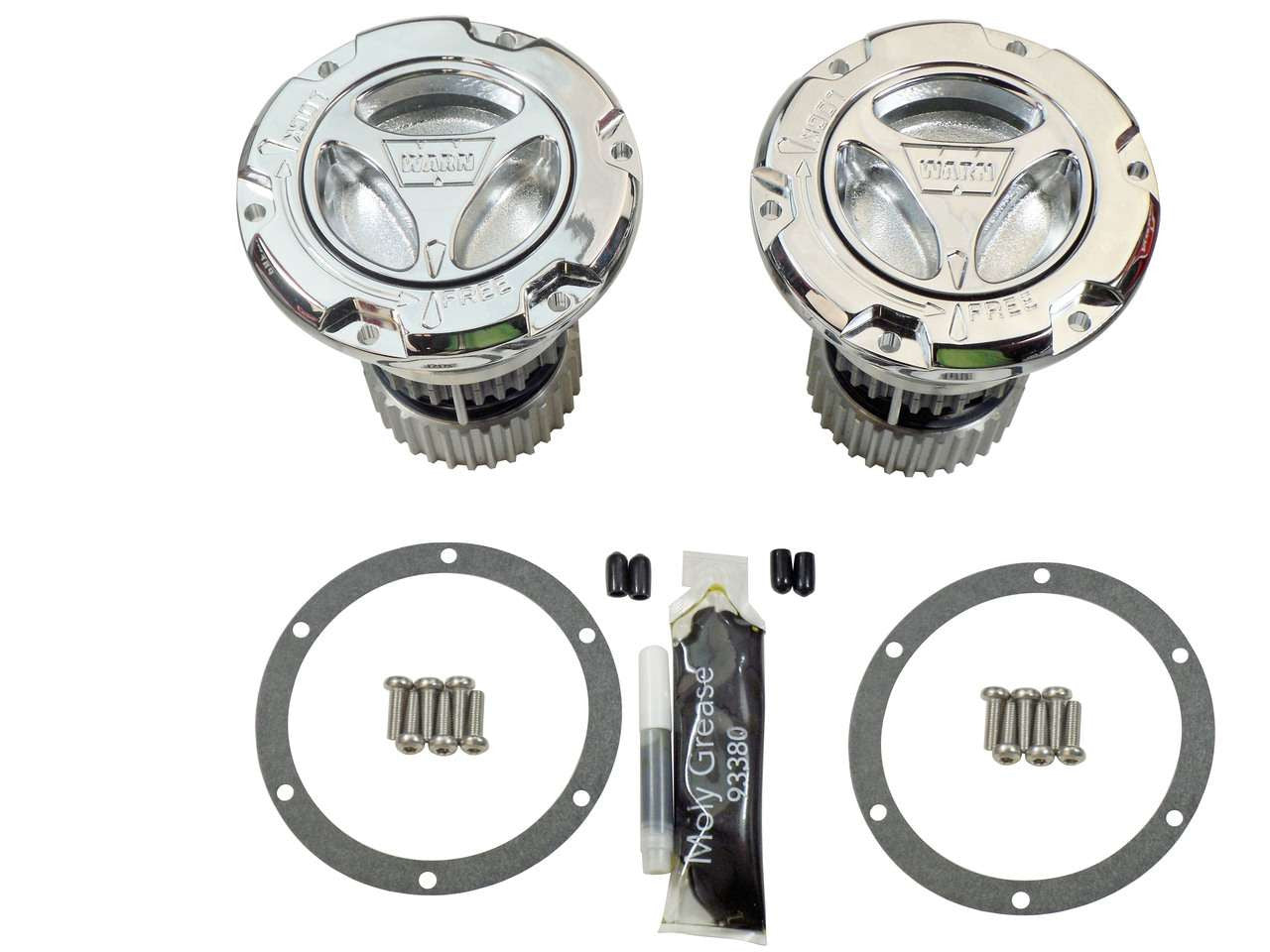 QU56027 Warn 108325 Premium Chrome Hub Set for 2005-Up Ford Super Duty Torque King 4x4
