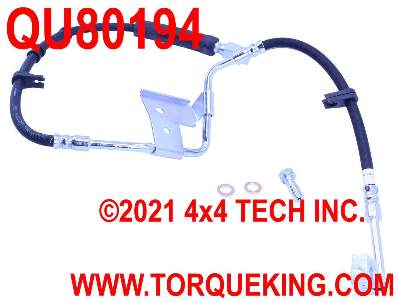 QU80194 Left Brake Front Hose for 00-02 Ram 2500/3500 with 4-Wheel ABS Torque King 4x4