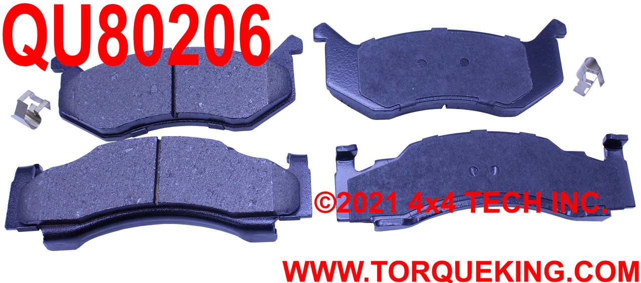 QU80206 Premium Semi-Metallic Front Disc Brake Pads for 74-93 Dodge D44 Torque King 4x4