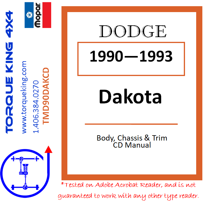 TMD90DAKCD 1990-1993 Dodge Dakota Body, Chassis, Trim CD Manual Torque King 4x4