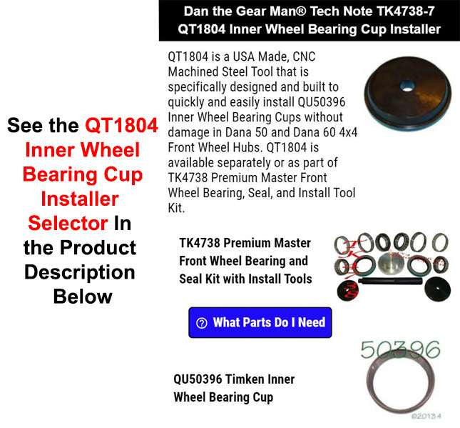 TK4738-7 QT1804 Inner Wheel Bearing Cup Installer Torque King 4x4