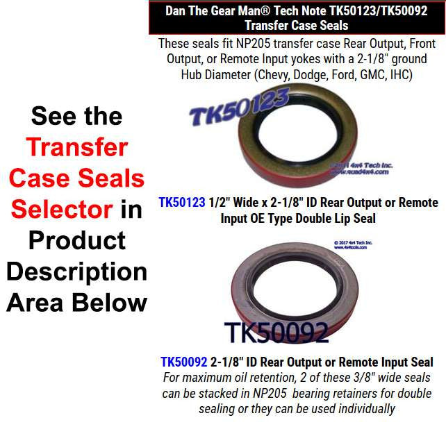 TK50123/TK50092 Transfer Case Seals Selector Torque King 4x4